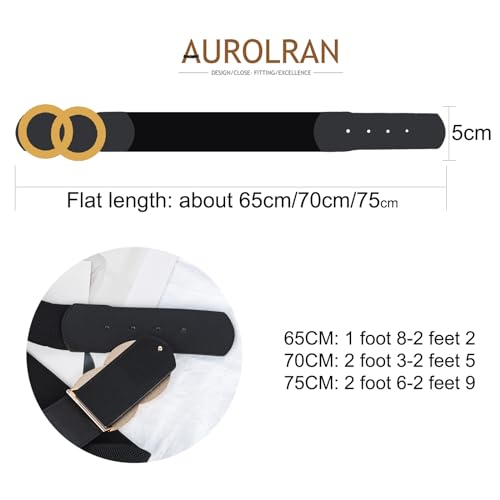 Image of Aurolran Women's Fashion Classic Metal Buckle Leather Belt with Jeans Dress