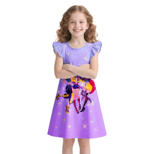 Girls Fashion Dresses Kids Pop Singer Graphic Playwear Novelty Casual Wear Birthday Gift 4-12 Years