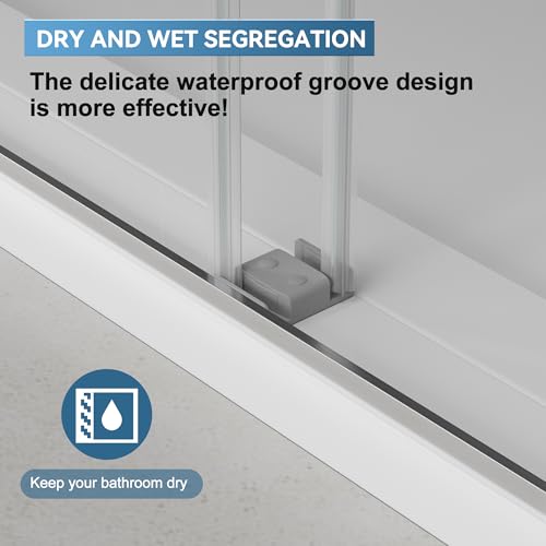 Image of Findepot Frameless Double Sliding Shower Door, 56-60 inch W x 75 inch H, 8mm Glass