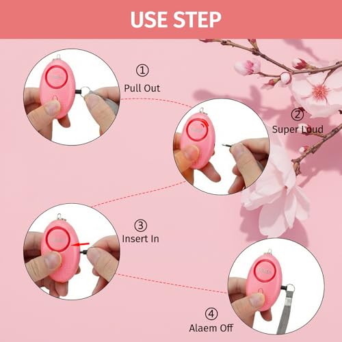 Image of Personal Alarm for Women 140DB Emergency Self-Defense Security Alarm Keychain with LED Light for Women Kids and Elders-2 Pack (Aqua Marine & Pink)