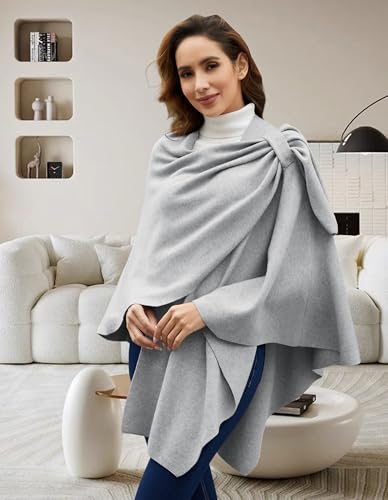 Image of PULI Womens Cross Front Poncho Shawl Wrap Elegant Wedding Formal Gift