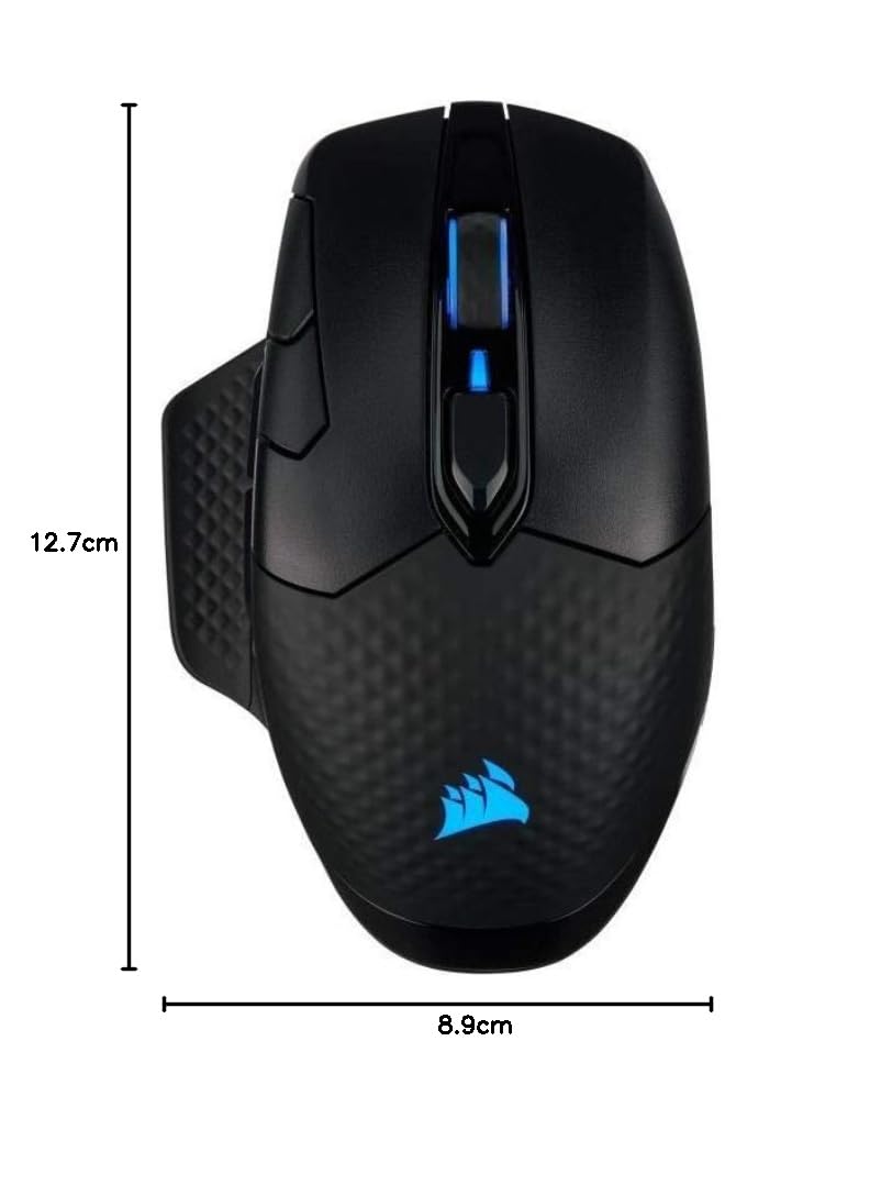 Corsair DARK CORE RGB PRO SE Souris gaming sans fil FPS/MOBA (Technologie SLIPSTREAM WIRELESS, Rétroéclairée RGB LED, 18 000 DPI Certifiée Charge sans fil Qi) Noir
