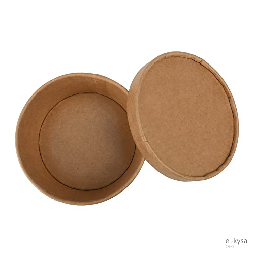 Image of ekysa basics Disposable Craft Paper Food Container with Lid - 350 ml, Thick-Walled, Leak-Resistant, Eco-Friendly Bowl /Tub, Brown, Pack of 15