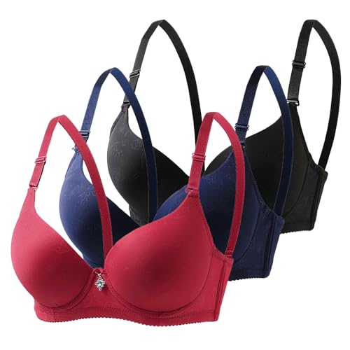 Générique Lot de 3 Soutiens-Gorge Femme avec Armatures Brassière Classique Push Up Lingerie Confortable Bretelles Réglables Bustier Sculptant Balconnet...
