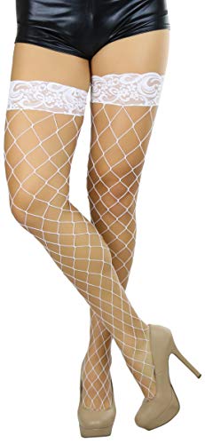 Image of ToBeInStyle Women's Vibrant Large Net Fishnet Thigh High Elastic Nylon Novelty Stockings