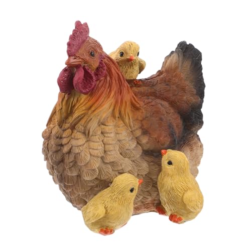 Abaodam 1 juego de adornos artificiales de gallina de granja, adorno decorativo de pollo, estatua de pollo, estatua de pollo, adorno de manualidades, adornos de animales de imitación, decoración de
