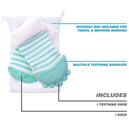 Image of Nuby Soothing Teether Sock, Aqua Stripes