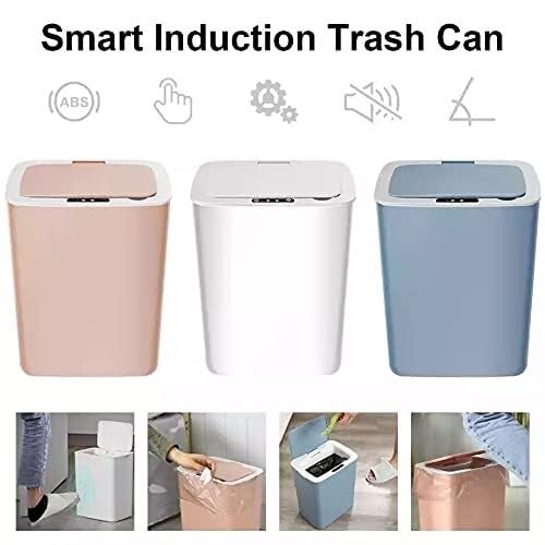 14L Smart Induction Trash Can, Electric Household Trash Bin with USB Charging, Silent and Automatic Opening for Kitchen, Bedroom, Bathroom(Pink)