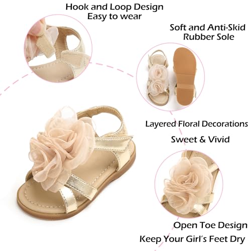 Image of PHIRAMIN Toddler Girl Sandals - Flower Girl Dress Shoes Open Toe Little Kid Wedding Party