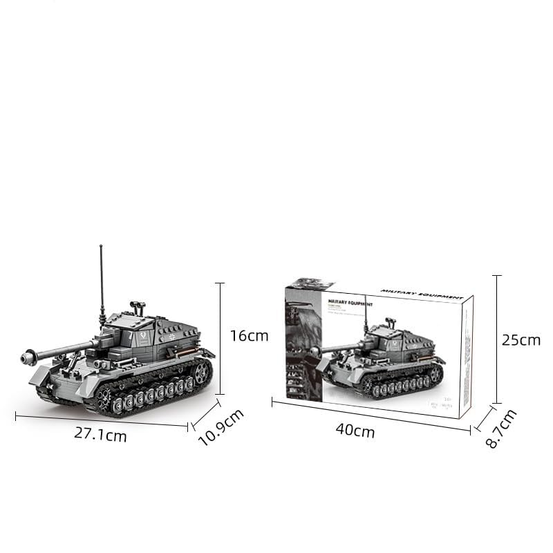 Technik Tank Bausteine für Dicker Max Jagdpanzer, 632 Klemmbausteine WW2 Armee Tank Modellbausatz