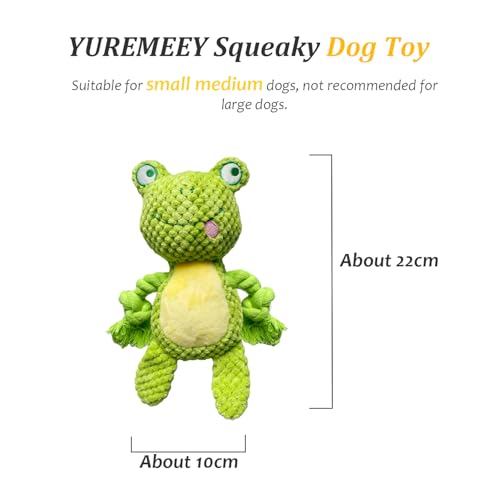 YUREMEEY Quietschendes Hundespielzeug, Plüsch Welpen Spielzeug, Kuscheltier Tauziehen Plüschhundespielzeug, Interaktives Spielzeug mit Knitterpapier, für Welpen Kleine Mittlere Hunde, Frosch