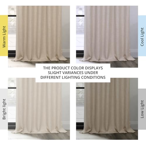Image of HPD Half Price Drapes - Grommet Faux Linen Curtains for Living Room (1 Panel) - 50W X 108L - Textured Room Darkening Curtains for Bedroom 108 Inches Long - Drapes for Home Decor, Thatched Tan