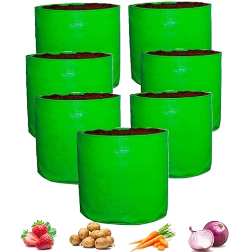 Image of Grow Bags 15x15 inch, Premium HDPE 225 GSM for Terrace Gardening, UV Stabilized Plant Bags for Vegetables and Flowers, 4-6 Years Life (Pack of 7, 15x15)