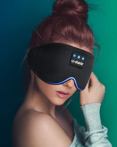 Sleep Mask with Bluetooth Headphones,LC-dolida Sleep Headphones Bluetooth Sleep Mask Sleeping Headphones for Side Sleepers Best Gift and Travel Essential (Dark Black)