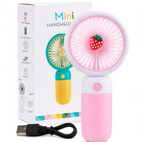 EITHEO Portable Rechargeable Mini Fan | USB Handheld Small Fan with 3 Speed Modes | Silent Personal Pocket Cooling Fan for Travel, Office Desk, Makeup