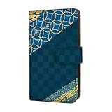 anve らくらくスマートフォンme F-03K 対応 手帳 スマートフォンカバー カードスロット 和風 和柄 京都 スタンド ストラップ穴 マグネット (D.ブルー) best_vc-443