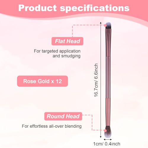 12 Stücke Augen Make-up Pinsel Set, Doppelkopf Schminkpinsel Augen Pinsel Goldene Augenpinsel Concealer-Makeup-Pinsel Set für Lidschattenverblendung,Concealer Highlighter Loses Puder