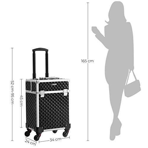 SONGMICS Kosmetikkoffer, Trolley, Make-up Koffer, Schminkkoffer, mit Griff, mit 4 Universalrollen, mit 4 ausziehbaren… – Bild 7