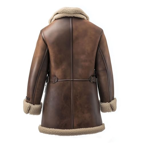The Next Shearling Brown Leather Coat Genuine Sheepskin Fur Leather B3 Bomber Leather Coat Aviator Jacket For Men2