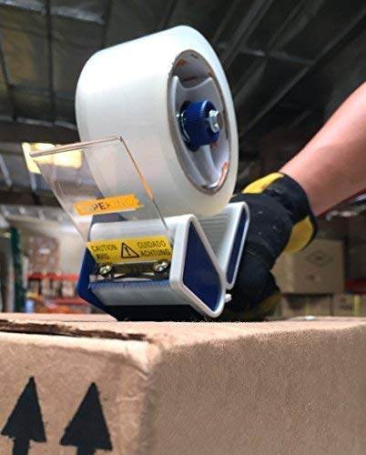 Tape King TX100 Packing Tape Dispenser Gun - Plus 1 Free Roll of Packaging Tape - Best Side Loading 2 Inch Lightweight Ergonomic Industrial Gun for Shipping, Moving, Carton and Box Sealing