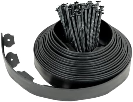 Raised flower bed edging that will transform your garden design 6 Hugeleaf Landscape Edging 2 Inches Tall, 50 Feet Garden Edging Border with 60pcs Spikes, Flexible Plastic Lawn Edge for Landscaping Flower Beds Yard Pathway