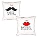 Calledelregalo Pack de 2 Cojines 'Mr y Mrs' Personalizados con los Nombres Que tú Quieras.