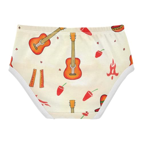 Girls Underwear Toddlers 2t Cotton Cute Panties Girl Animal Briefs Underpants Mexican Style Guitars Beige2