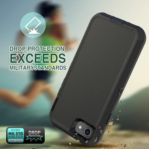 Image of Case for iPhone SE 3rd, iPhone SE 2nd Gen Case, Heavy-Duty Tough Rugged Shockproof Drop Protective Cover Phone Cases, Black