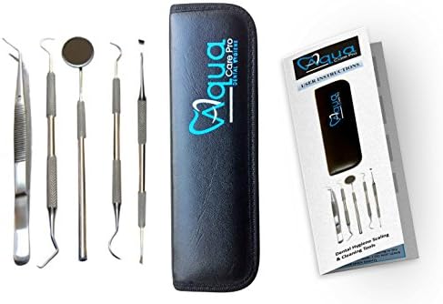 5 Tools Dental Hygiene kit, Dental Pick, Dental instruments set, Stainless Steel/ Sickle Scaler/ Anti-Fog Mouth Mirror, Dental tools/ Deep Teeth CLeaning/ Tartar Removal / Teeth Whitening/