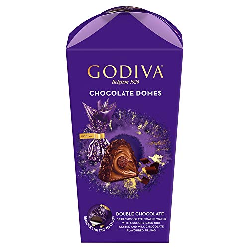 Godiva Chocolate Domes Double Chocolate Dark Chocolate Coated Wafer with Dark Nibs & Milk Chocolate Filling Gift Box, 150g