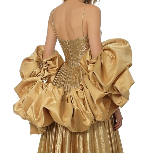 UniqKaliber Satin Puff Sleeve Cape Bridal Shawl Ruffled Bolero Wrap for Bride Wedding Dress Cover Up