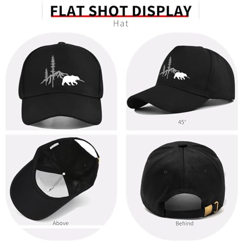 Mountain Baseball Hats for Men Baseball Cap Cotton Snapback Hats for Men Black Fitted Hat for Mens Women Trucker Hat Adjustable Snap Back Golf Sun Dad Cap Mens Climbing Outdoor Hiphop Flat Bill Caps