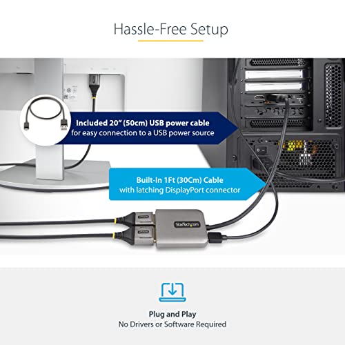 Image of StarTech DisplayPort 1.4 to 2x DP MST Hub, Dual 5K 60Hz, Windows Only | Extended or mirrored, Uses host GPU, No macOS /ChromeOS /Linux, Requires DP 1.4