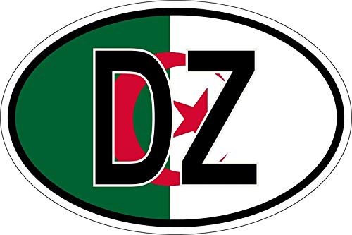 Akachafactory Autocollant Sticker Ovale Oval Drapeau Code Pays DZ Algerie