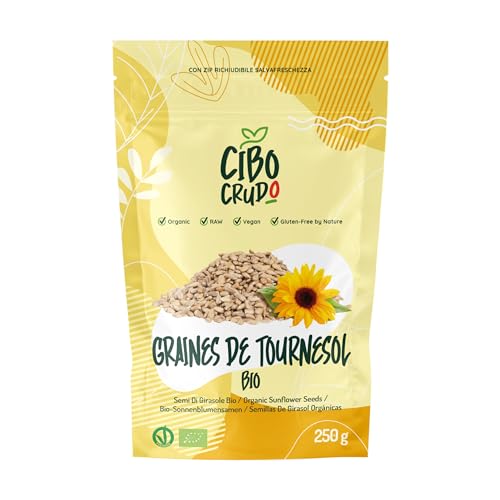 Graines de Tournesol Décortiquées et Bio - 250g. Graine de Tournesol Qualité Alimentaire ou Boulangerie non Grillées et non Salées. Source de vitamine E Sélénium et de Magnésium.