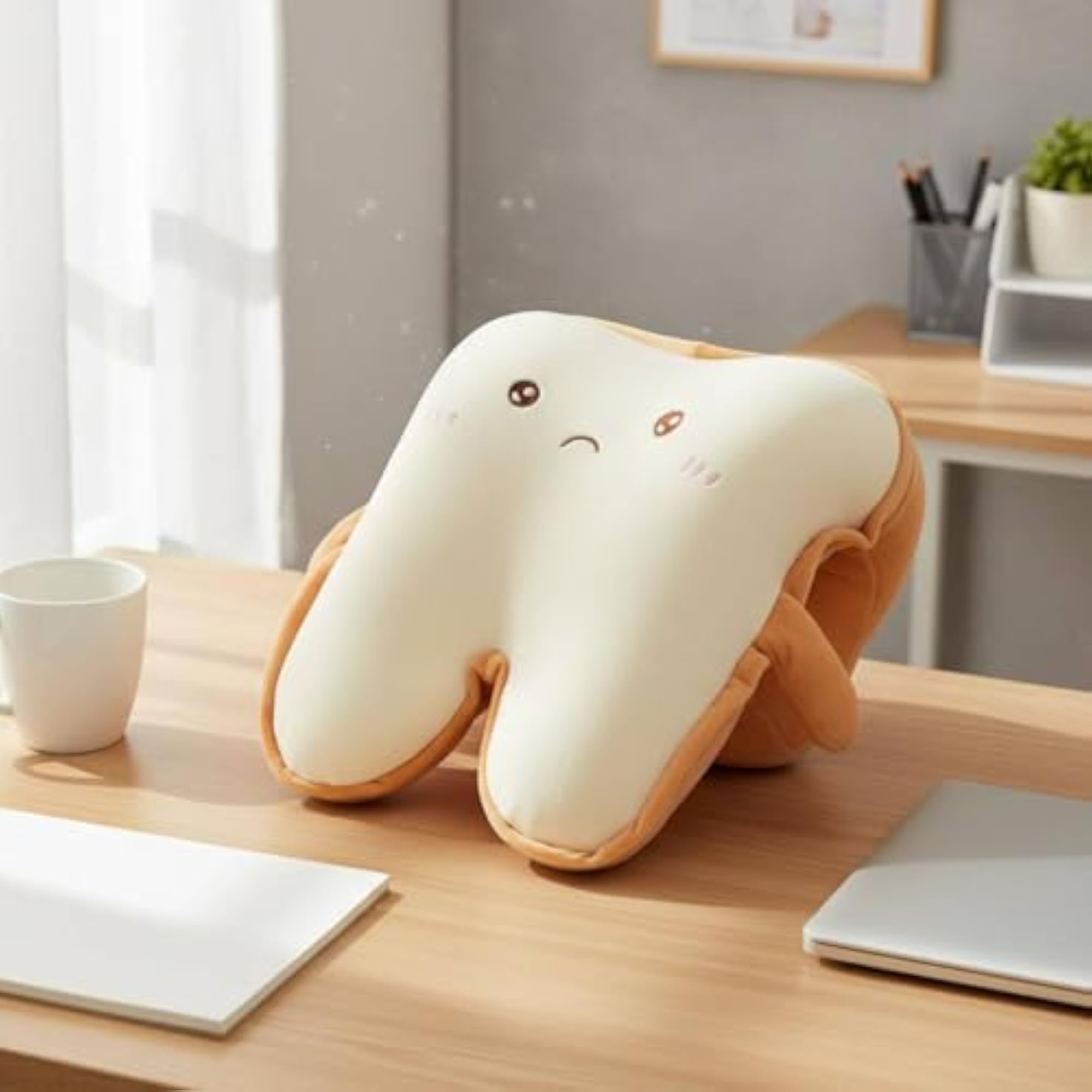 Breathable Toast Shaped Desk Pillow, Ergonomic Design