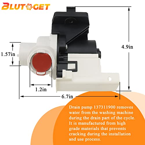 137311900 137240800 Washer Drain Pump by Blutoget - Replacement for Frigi-daire Electrolux Washing Machine, Replaces 2688889 AP5630474 PS3655041 EAP3655041 by Blutoget - Image 4