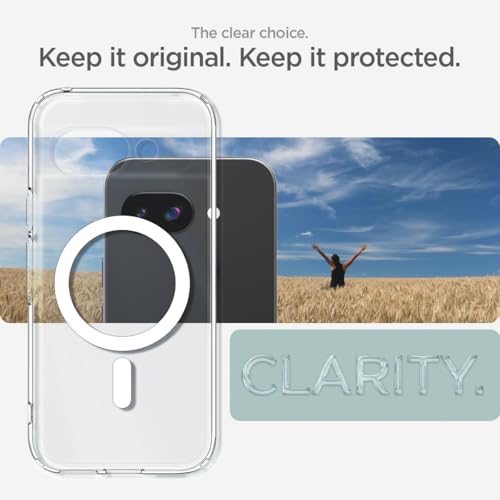 Spigen Ultra Hybrid MagFit for Google Pixel 9a Case, Transparent Pixel 9a Back Cover (2025) - TPU+Poly Carbonate｜Clear White
