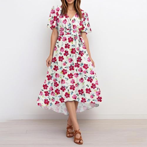 Spring Summer Chiffon Midi Dresses for Women 2025 Elegant Classy Wedding Guest Floral Formal Cocktail Prom Dress