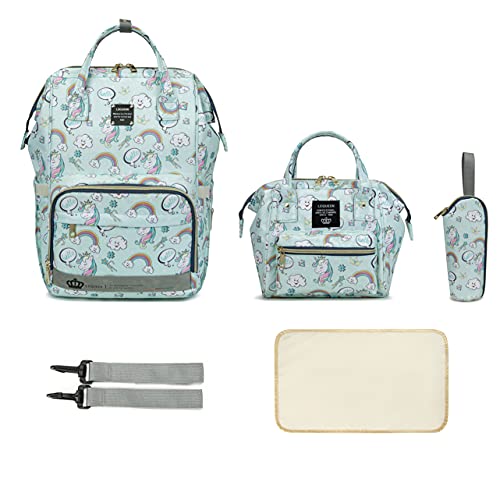 LIMOS Diaper Mummy Bag Backpack Diaper Bag Tote Bottle bag Large Unisex Baby Bags with Changing Pad Multipurpose Travel Bag for Moms Dads (3 set diaper bag multicolor E)