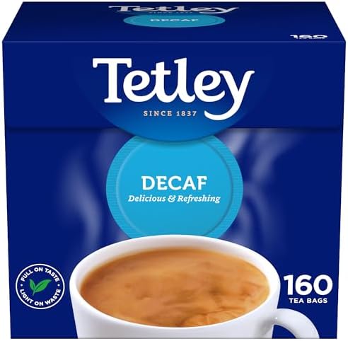 Tetley Original Decaf Tea, Decaffeinated Black Teabags 1 Box of 160, single pack
