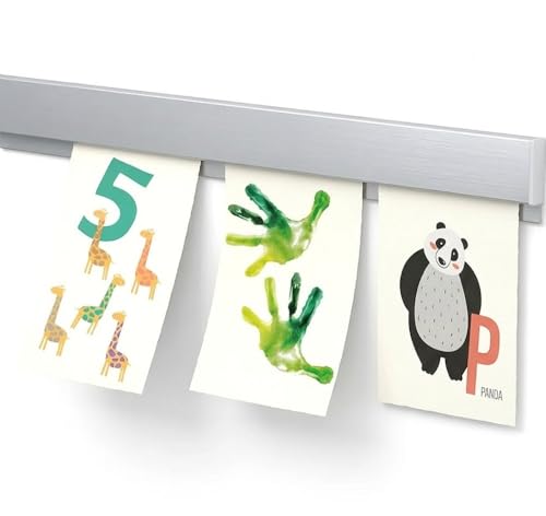 AS Hanging 8ft Paper, Poster & Art Display Rail (2x4ft Rails) | Professional Silver Aluminum Wall Display System for School, Home & Office