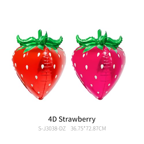 Image of 4D Red Strawberry Balloons Strawberry Foil Balloons for Strawberry Birthday Party Decoration Strawberry Baby Shower Party Berry First Birthday Party Decorations Sweet One Birthday Party Picnic Decor