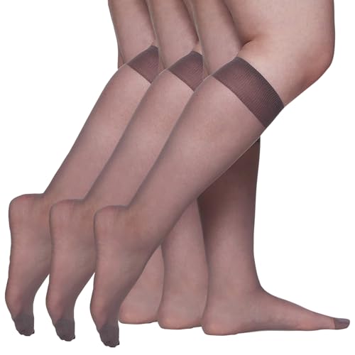 Image of Berkshire 6728 Women's All Day Sheer Knee Highs - Reinforced Toe 20 Denier Nylon Stockings - 3 Pair Pack