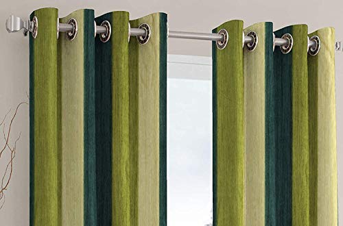 Image of Polyester Blend Long Crush Eyelet Window 5 ft Curtains (Green) Set of 2