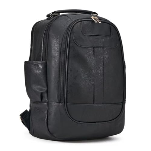 Mochila Feminina de Couro Sintéticos Tamanho Grande Ideal Para Escolar, Trabalho e Viagem (Preta)