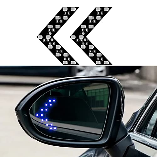 OtpOutopa 2PCS 14-SMD LED Arrow Panel Lights, Auto Parts Concealed LED Marker Clearance Light for Car Rearview Mirror Indicator Turn Signal Sequential Light Bulb Motorcycle Tail Lights (Blue)