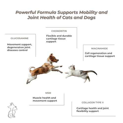 Joints & Mobility Supplement for Dogs & Cats – Glucosamine, Chondroitin, MSM, Collagen, Vitamin B3 & Vitamin E – Hip & Joint Support – 60 Chewable Tablets - Image 3