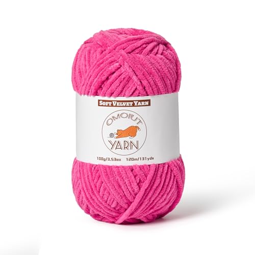 Image of Fluffy Velvet Yarn for Crocheting, Chunky Chenille Baby Blanket Yarn for Crocheting, Soft Fuzzy Puzzle Yarn for Knitting, 100g /3.53oz Bulky Thick Amigurumi Crochet Yarn(Rose)