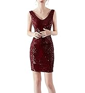 Madam Uniq Women's Sequin Dress Strap Deep V Neck Cocktail Dresses Club